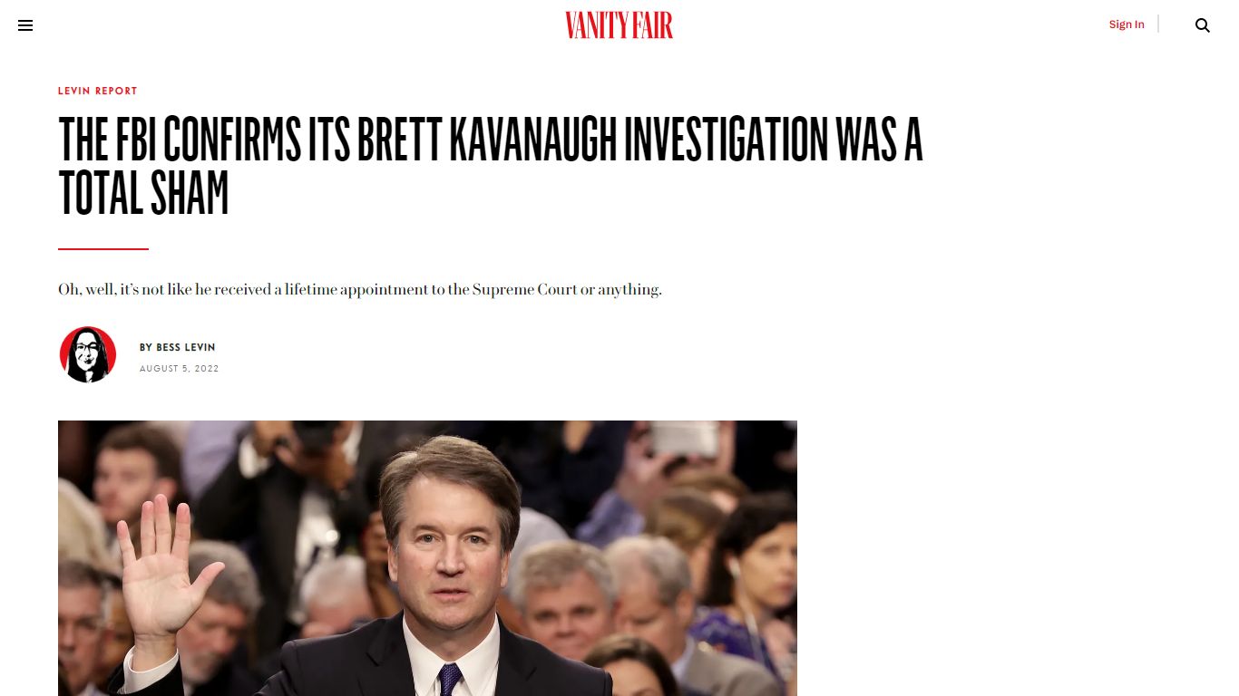 The FBI Confirms Its Brett Kavanaugh Investigation Was a Total Sham ...