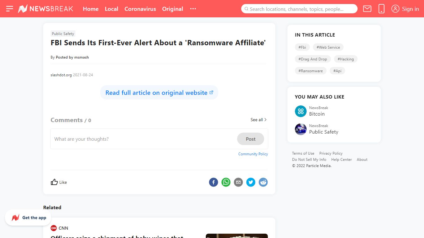 FBI Sends Its First-Ever Alert About a 'Ransomware Affiliate' - NewsBreak